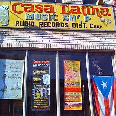 Specialty: Latin Music, Instruments, & Hard To Find Collectibles
151 East 116th Street 
(btw Lexington and 3rd Ave)
(212) 427-6062